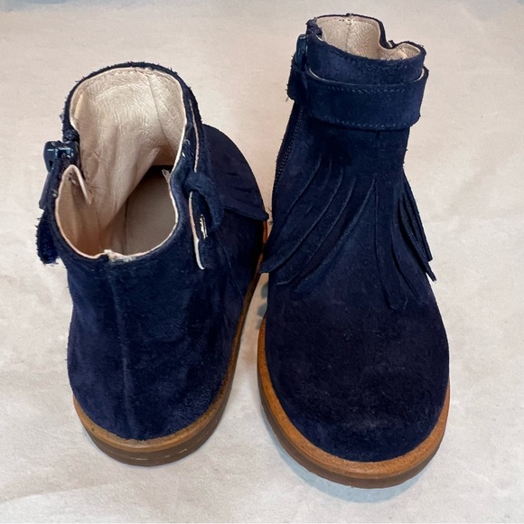 Jacadi Paris Lola Fringe Suede Leather Navy Blue Boots Girls Shoes Booties NWOB - Picture 6 of 9